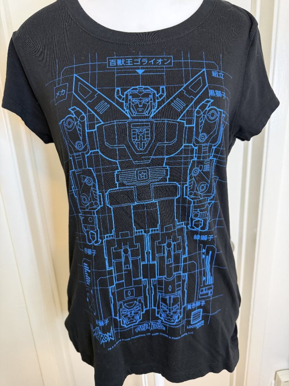 Voltron Blueprint Schematic Graphic Tee XL | Loot Crate Exclusive Black Tee